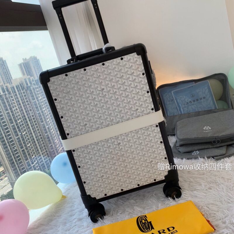 戈雅 Goyard印花图案配铝框行李箱/拉杆箱90048
