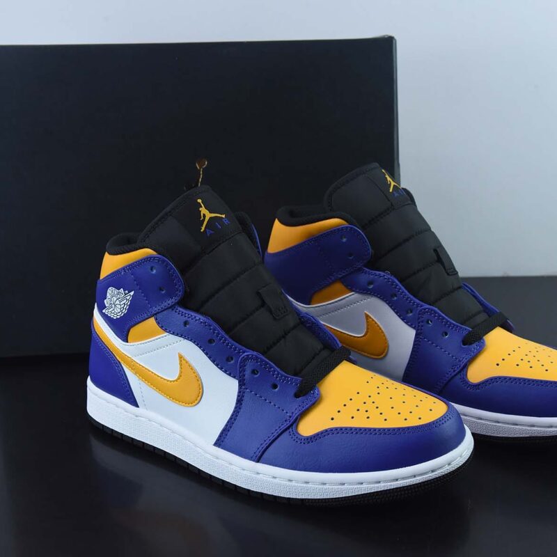 NK Air Jordan 1 Mid "Lakers" AJ1 乔1湖人配色 中邦篮球鞋 货号：DQ8426-517