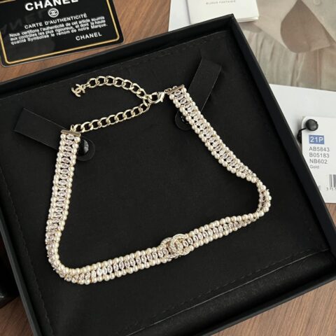 新款☑️CHANEL香奈儿双c珍珠颈链项链