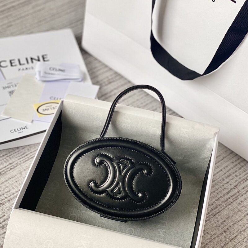 CELINE赛琳牛皮革椭圆形化妆包198613