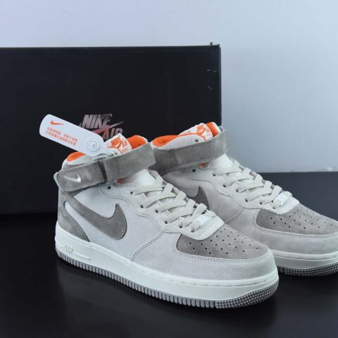 Nike Air Force 1 'Mid 07 灰橙麂皮 空军一号中帮休闲板鞋 进口麂皮货号：CQ5059-105