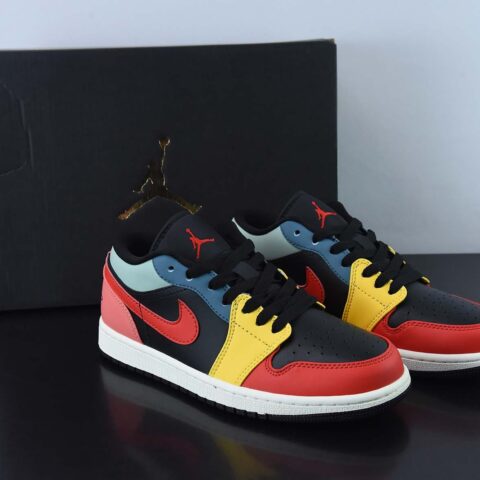 NIKE AIR JORDAN 1 LOW 耐克冬季新款 拼色 黑黄红低帮休闲板鞋 货号：DN3739-060