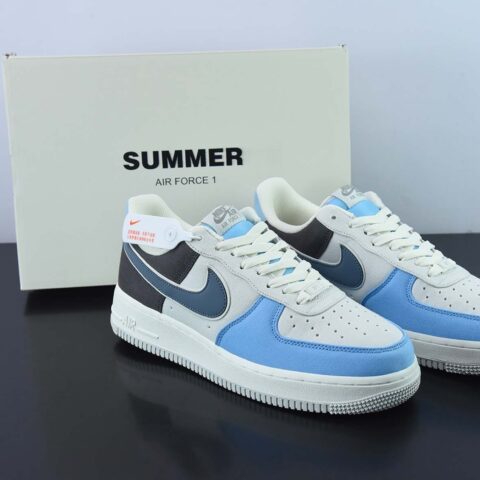 NIke Air Force 1 '07  浅蓝布面空军一号低帮休闲板鞋货号：DG2296-024