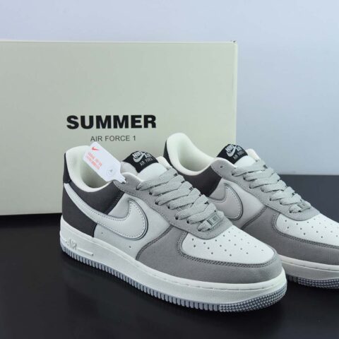 NIke Air Force 1 '07 浅灰黑布面空军一号低帮休闲板鞋 货号：DG2296-023