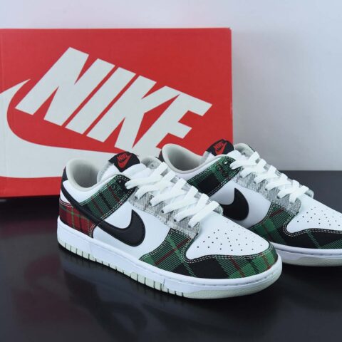 Nike SB Dunk Low"Plaid"扣篮系列低帮休闲运动滑板板鞋“白绿红黑苏格兰格子”DV0827-100