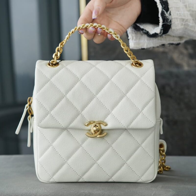 CHANEL 22P 复古奶白双肩包 AS3108