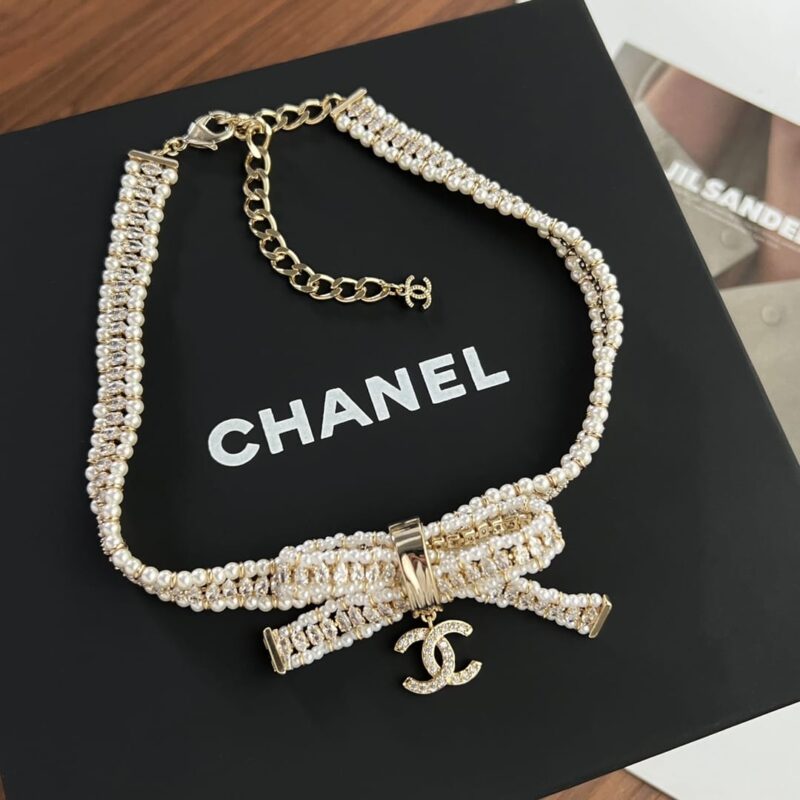 新款☑️CHANEL香奈儿双c蝴蝶结珍珠项链