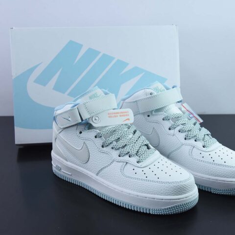 Nike Air Force 1 Mid 马克线满天星 冰蓝配色 空军一号中帮休闲板鞋货号：MK0619-255