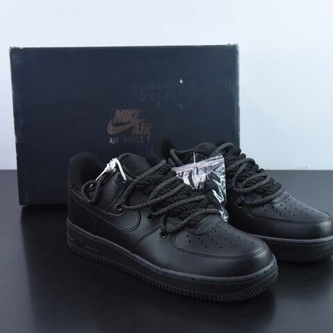 Nike By You Air Force 1'07 Low Retro SP空军一号“全黑武士绑绳”低帮货号：CV1724-001