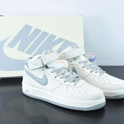 NK Air Force 1’07 Mid "Beige/Grey"空军一号经典中帮百搭休闲运动板鞋“皮革米白烟灰”PA0920-608