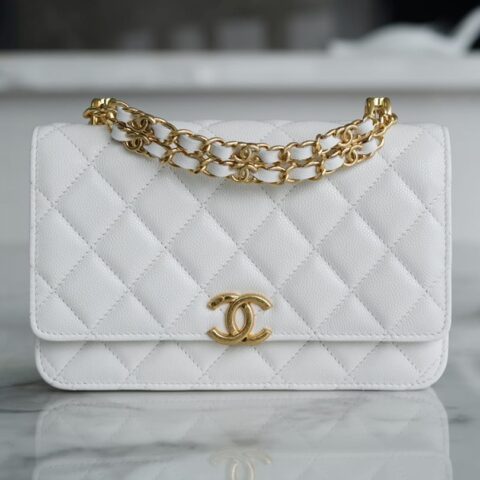 CHANEL 22k 新款WOC链条包 AP3019白色