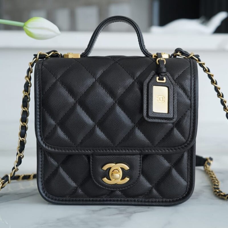 CHANEL 22K 豆腐邮差包 AS3652黑色