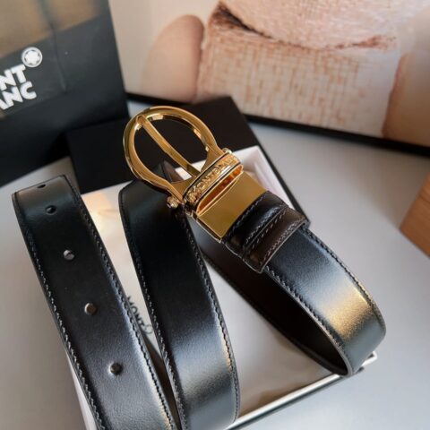 Montblanc万宝龙   男士经典3.0cm可旋转椭圆形双面腰带