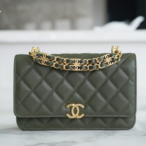 CHANEL 22k 新款WOC链条包 AP3019古巴绿