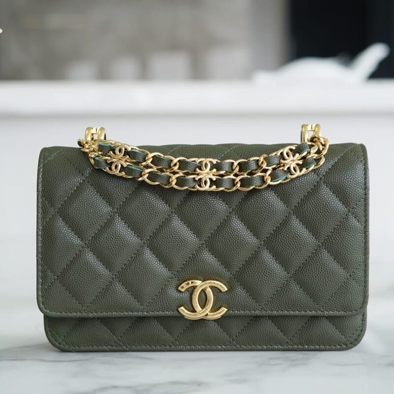 CHANEL 22k 新款WOC链条包 AP3019古巴绿