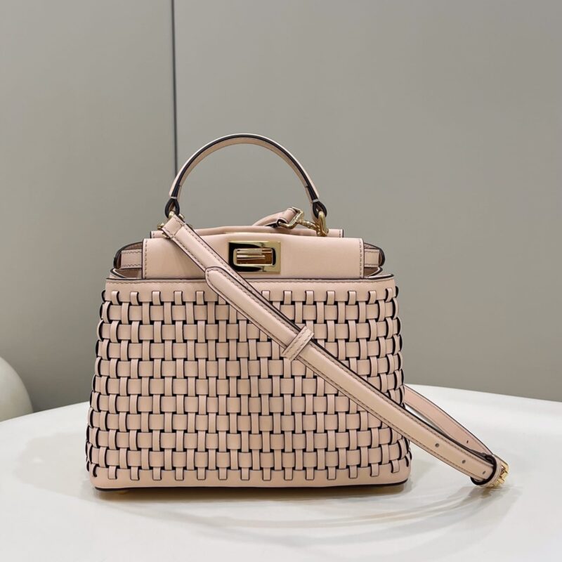 FENDI芬迪纯手工羊皮编织PEEKABOO小号手袋80109