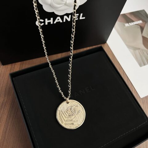 新款☑️CHANEL香奈儿双c金色圆形麦穗项链毛衣链