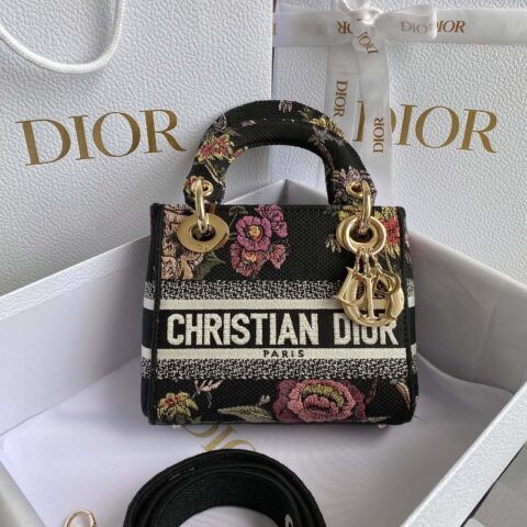 DIOR CD LADY 17CM 植物花园花卉刺绣戴妃包 M0505