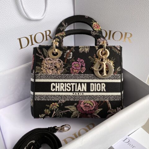DIOR CD LADY 24CM 植物花园花卉刺绣戴妃包 M0565