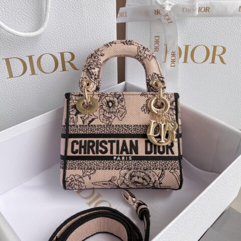 DIOR CD LADY 17CM 植物花园花卉刺绣戴妃包 M0505