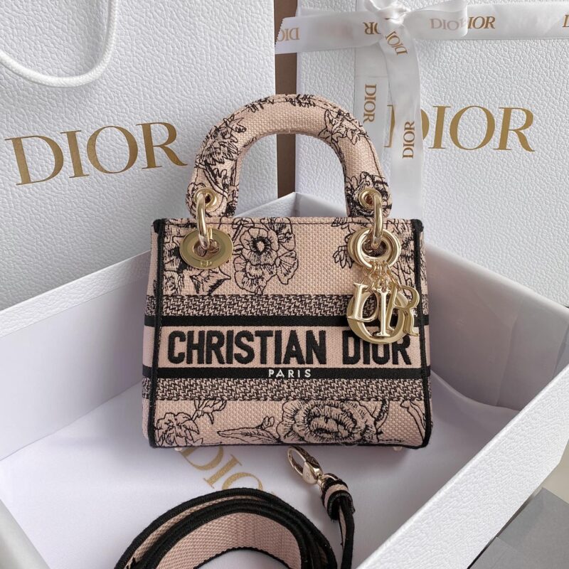 DIOR CD LADY 17CM 植物花园花卉刺绣戴妃包 M0505