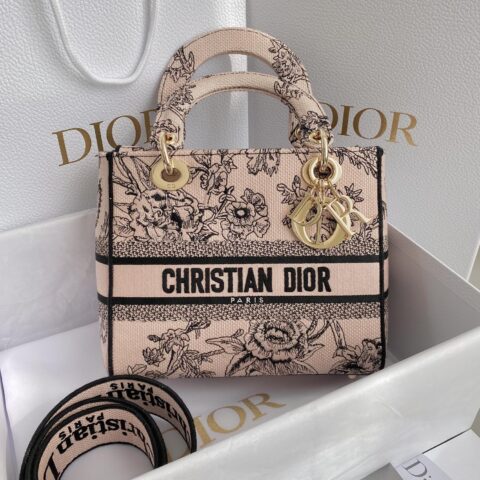 DIOR CD LADY 24CM 植物花园花卉刺绣戴妃包 M0565