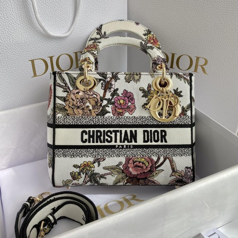 DIOR CD LADY 24CM 植物花园花卉刺绣戴妃包 M0565