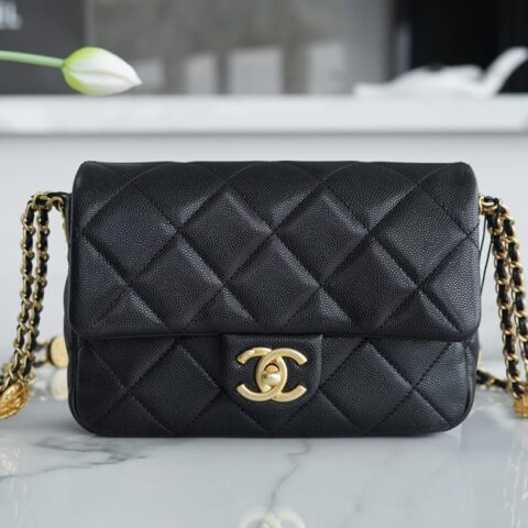 CHANEL CF 21CM 高级手工坊金币口盖包 AS3369黑色