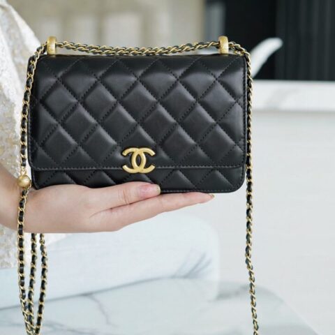 CHANEL 2021高级手工坊双金珠Woc AP2289黑色