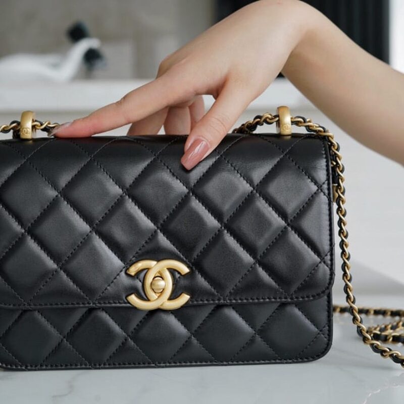 CHANEL 2021高级手工坊双金球 CF Mini 22CM AS2649黑色
