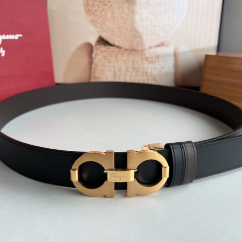 Ferragamo菲拉格慕   精钢8字金属夹扣男士3.5cm腰带