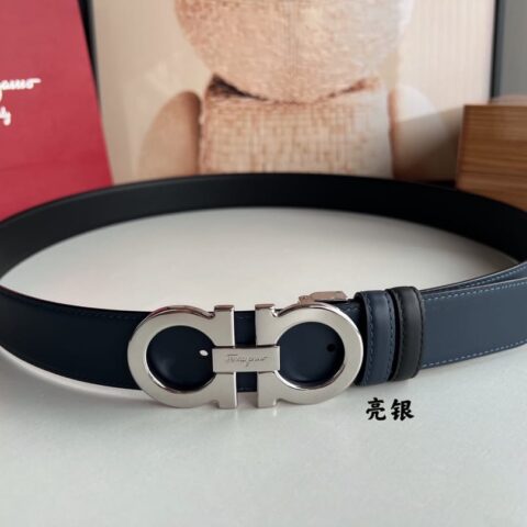 Ferragamo菲拉格慕    精品8字专柜版型金属扣男士3.5cm腰带