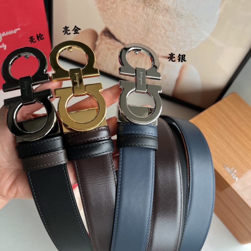 Ferragamo菲拉格慕    精品8字专柜版型金属扣男士3.5cm腰带