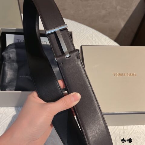 TOMFORD汤姆福特男士T字搭扣双面腰带4.0cm