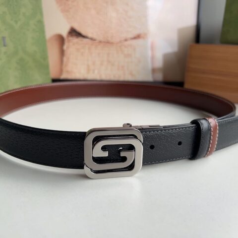 Gucci古驰  方形互扣式双G搭扣男士3.0cm腰带