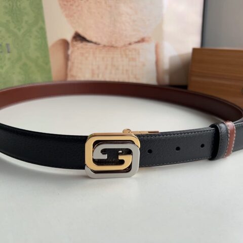 Gucci古驰  方形互扣式双G搭扣男士3.0cm腰带