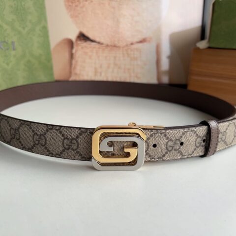 Gucci古驰  方形互扣式双G搭扣男士3.0cm腰带