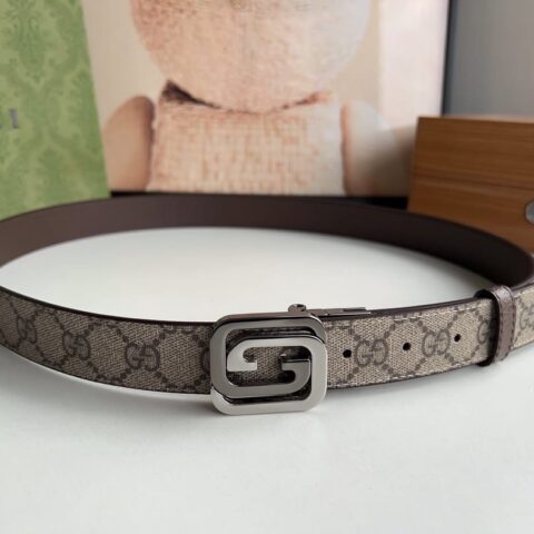 Gucci古驰  方形互扣式双G搭扣男士3.0cm腰带
