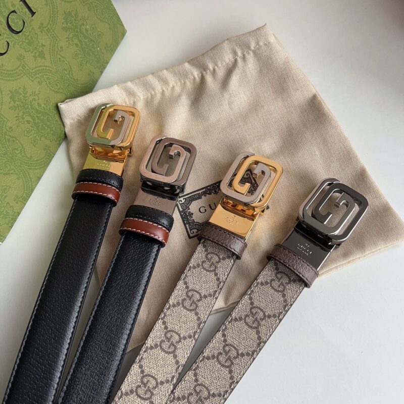 Gucci古驰  方形互扣式双G搭扣男士3.0cm腰带