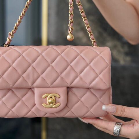 CHANEL CF20CM 粉色大Mini金属球口盖包 AS1787