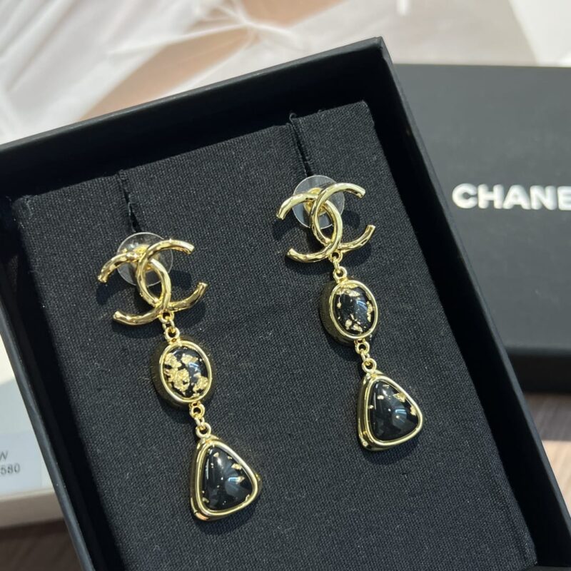 新款☑️CHANEL香奈儿c3双c宝石耳钉耳环