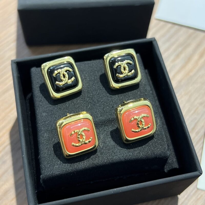 新款☑️CHANEL香奈儿c1双c方形耳钉耳环