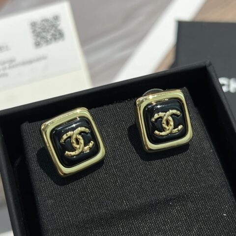 新款☑️CHANEL香奈儿c1双c方形耳钉耳环