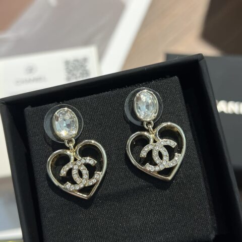 新款☑️CHANEL香奈儿c2双c金色桃心爱心耳钉耳环