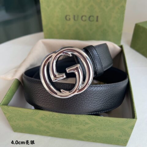 Gucci古驰    原版荔枝纹理4.0cm腰带