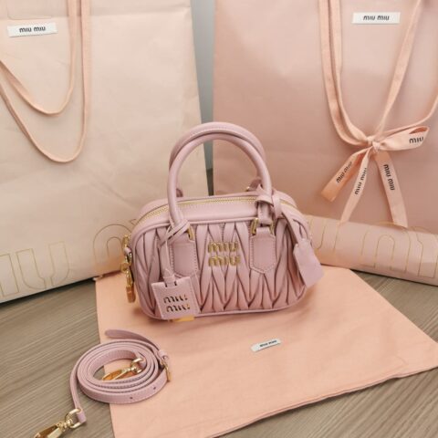 MIUMIU缪缪进口小羊皮新品too pretty保龄球手袋5BB123