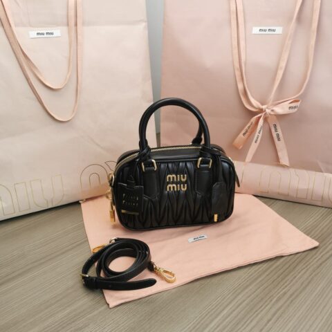 MIUMIU缪缪进口小羊皮新品too pretty保龄球手袋5BB123