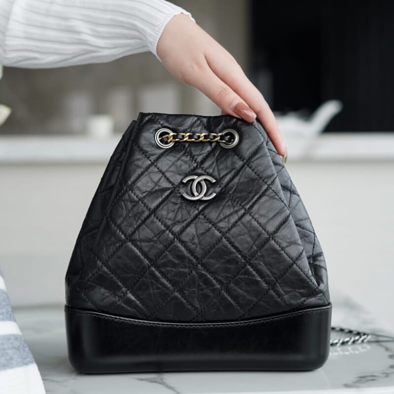 CHANEL Gabrielle 正品皮小号流浪双背包 A94485黑色