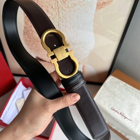 Ferragamo菲拉格慕   精品8字专柜版型金属扣男士3.5cm腰带