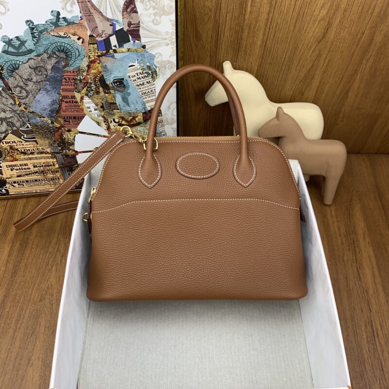 Hermès Bolide 31cm clemence Tc 37金棕 金扣